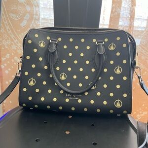 Kate Spade Disney Satchel Crossbody Castles Black Gold EUC